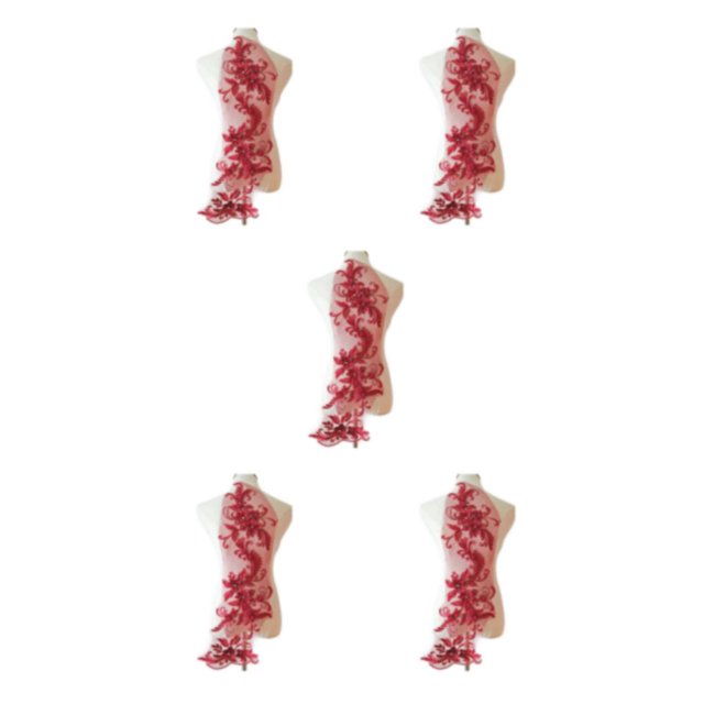 Baohd Robe en Dentelle Époustouflante Patch Applique pour Vêtements à la Mode Robe de Mariage Élégante et à la Mode Unique Rouge Vin 5ensemble