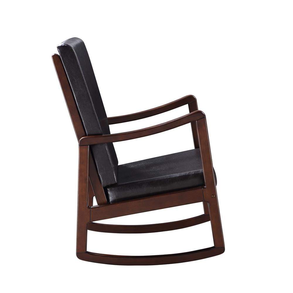 ACME Raina Faux Leather Upholstered Rocking Chair in Dark Brown and Espresso