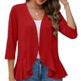 thumbnail image 5 of Yievot Open Front Cardigans for Women Solid Color 3/4 Sleeve Lightweight Business Casual Office Tops, 5 of 7
