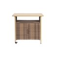 thumbnail image 6 of Outdoor Wicker Bar Cart with Wheels, Light Brown - Versatile Outdoor Grill & Beverage Cart for Patio, Backyard, Garden & Poolside Parties, 6 of 6