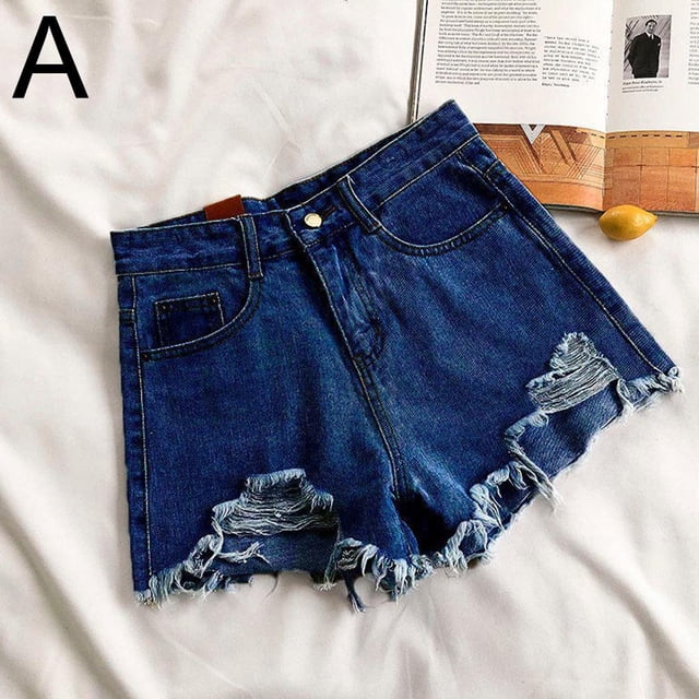 TQEHS Pantalones cortos de mezclilla rasgados sexys de verano para mujer, cintura alta, irregulares, elásticos y ajustados