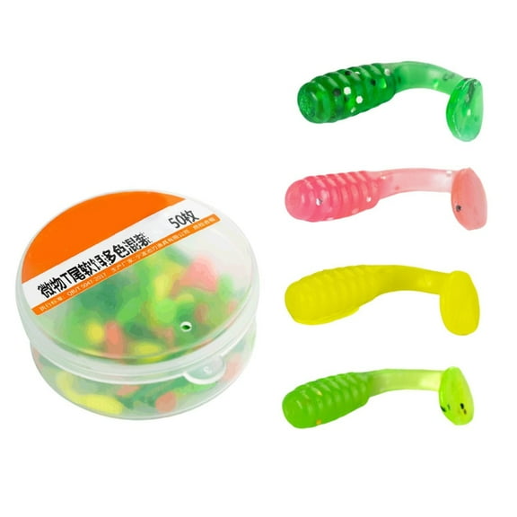 50Pcs Swim Baits for Saltwater Soft Fishing Lures Paddle Tail Swimbaits 1.5cm