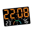 thumbnail image 1 of Reloj de pared digital, medidor de temperatura con pantalla grande, despertador para sala de estudio Naranja, 1 of 8