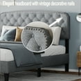 thumbnail image 5 of LegaHome Queen Bed Frame, Queen Size Linen Upholstered Platform Bed with Adjustable Button-Tufted Headboard, Wood Slat Support, Modern Platform Bed, Holds 400lbs, No Box Spring Needed, Light Gray, 5 of 10