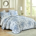 CozyDH 100 Cotton King Quilt Set, Lightweight Cottage Blue Floral