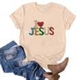 thumbnail image 2 of WREESH Women's Round Neck Summer T-Shirt Fashion Short Sleeve Blouse with Graphic Print Beige, 2 of 4