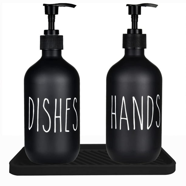 Black Soap Dispenser,Kitchen Soap Dispenser Including Hand and Dish