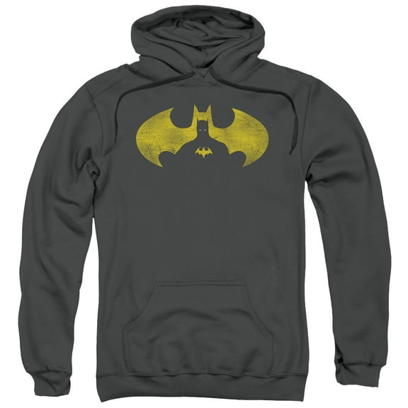 Batman Bat Symbol Knockout Adult Pullover Hoodie Sweatshirt Charcoal