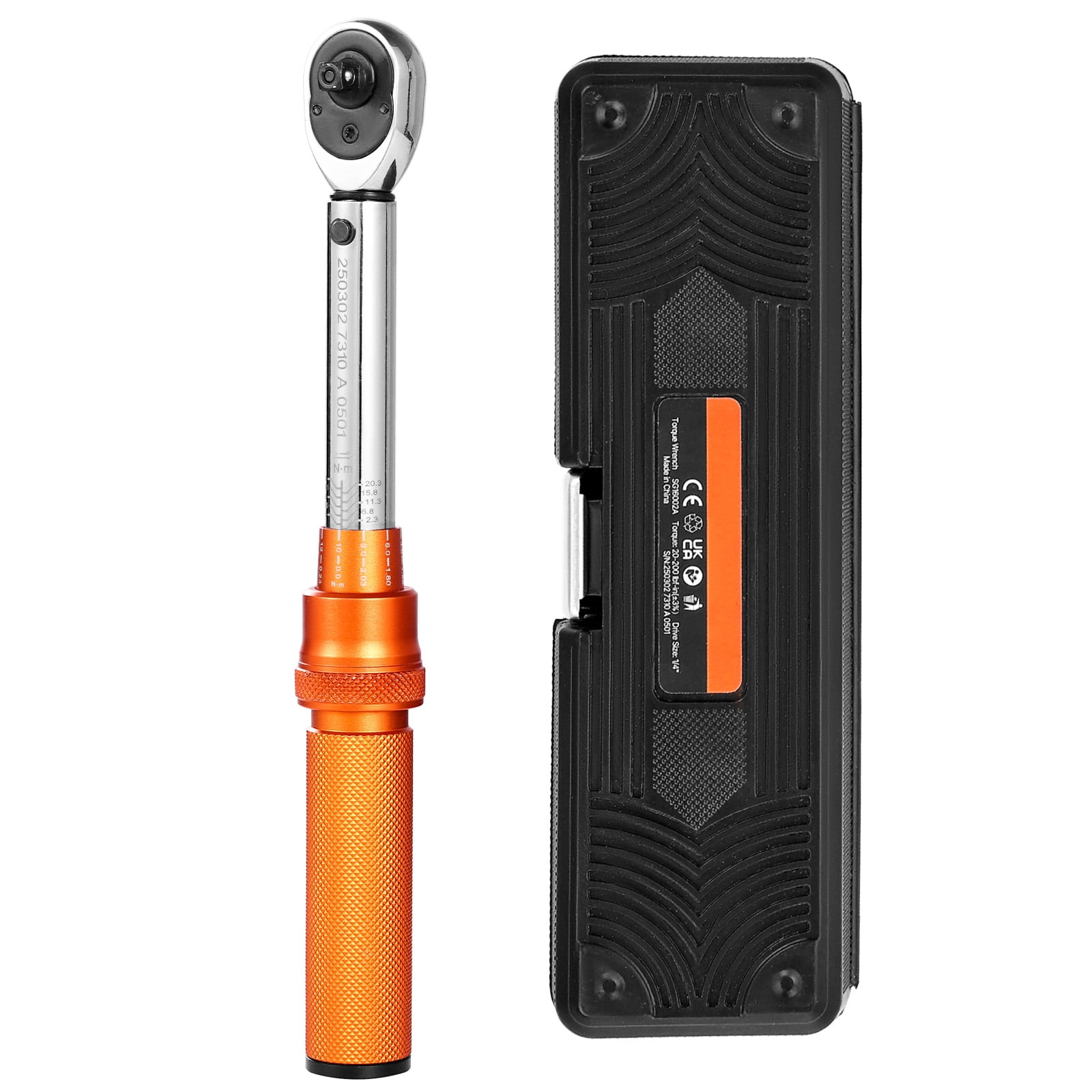 KFFKFF 1/4-Inch Drive Click Torque Wrench Set, 20-200 lbf-in/2.3-22.6 N.m, Dual-Direction with Dual Range Scales, 72-Tooth, ±3% Accuracy, Includes Bit Sockets and Extension Bar