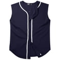 thumbnail image 2 of Ma Croix Mens Sleeveless Button Down Baseball Jersey Hip Hop T Shirts, 2 of 7
