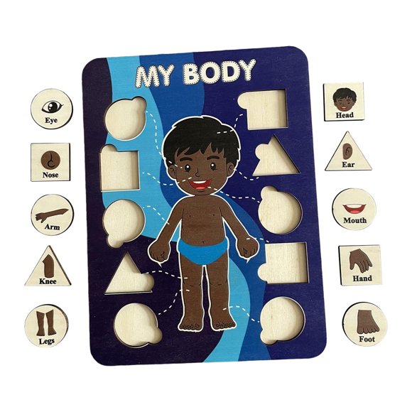 Learning Human Body Parts Body Puzzle for kids Learning Activities Wood Peg Puzzle Game for Kids for Birthday Gift B