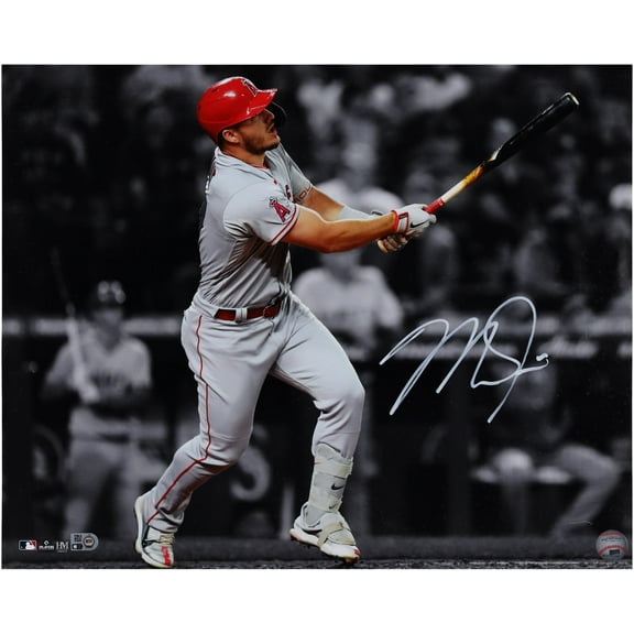 Mike Trout Los Angeles Angels Autographed 16" x 20" Spotlight Batting Photograph - Fanatics Authentic Certified