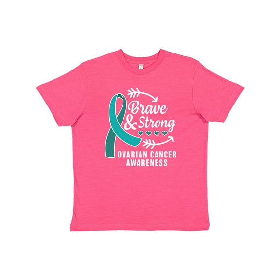 Inktastic Ovarian Cancer Awareness Brave and Strong with Arrows Youth T-Shirt