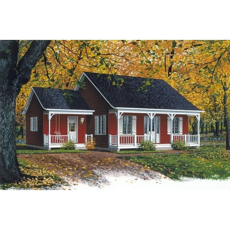 728-1478: Country Farmhouse 2 Bed, 1 Bath Luxury Home Plan, 920 Sq Ft: Full Blueprints with License to Build by Home Plan Marketplace - Lesuto