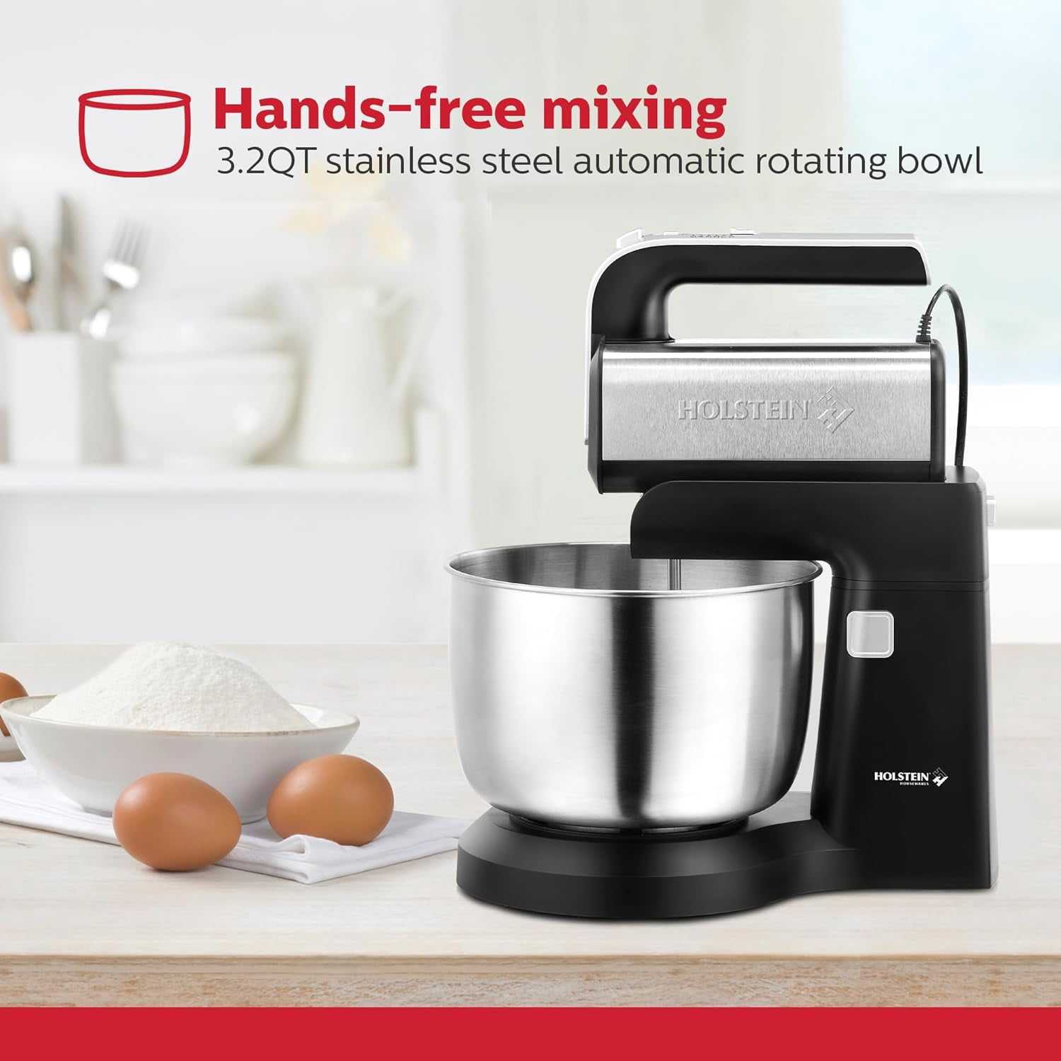5-Speed Hand and Stand Mixer with LED Light for Baking Whipping