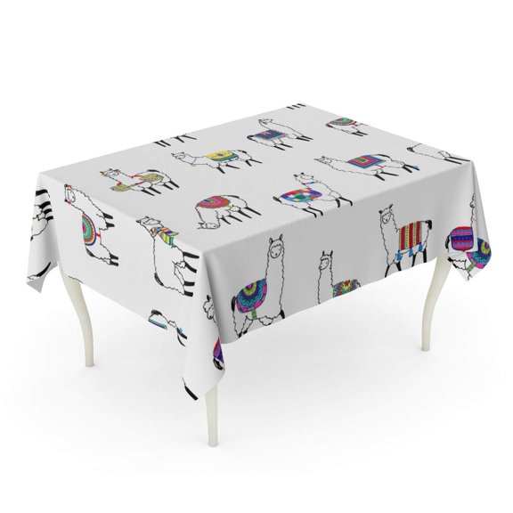 SIDONKU Llama Lama Pattern Doodle Child Peru Alpaca Abstract Tablecloth Table Desk Cover Home Party Decor 60x104 inch