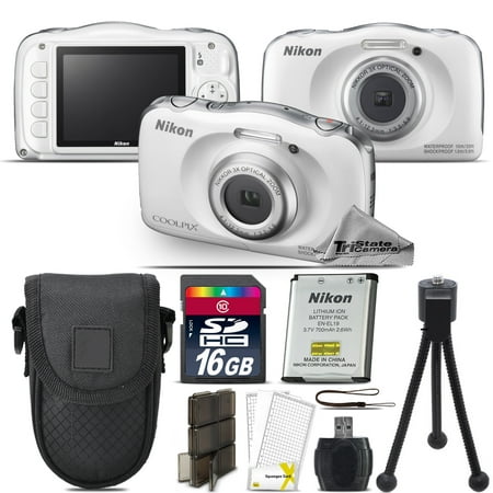 Nikon Coolpix W100 Water, Freez & Shockproof Camera White + 16GB - Essential Kit