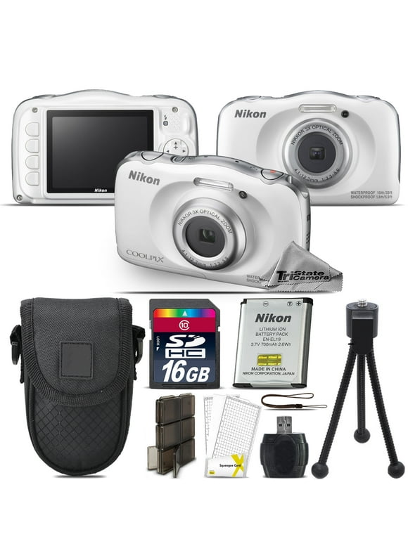 Nikon Coolpix W100 Water, Freez & Shockproof Camera White + 16GB - Essential Kit