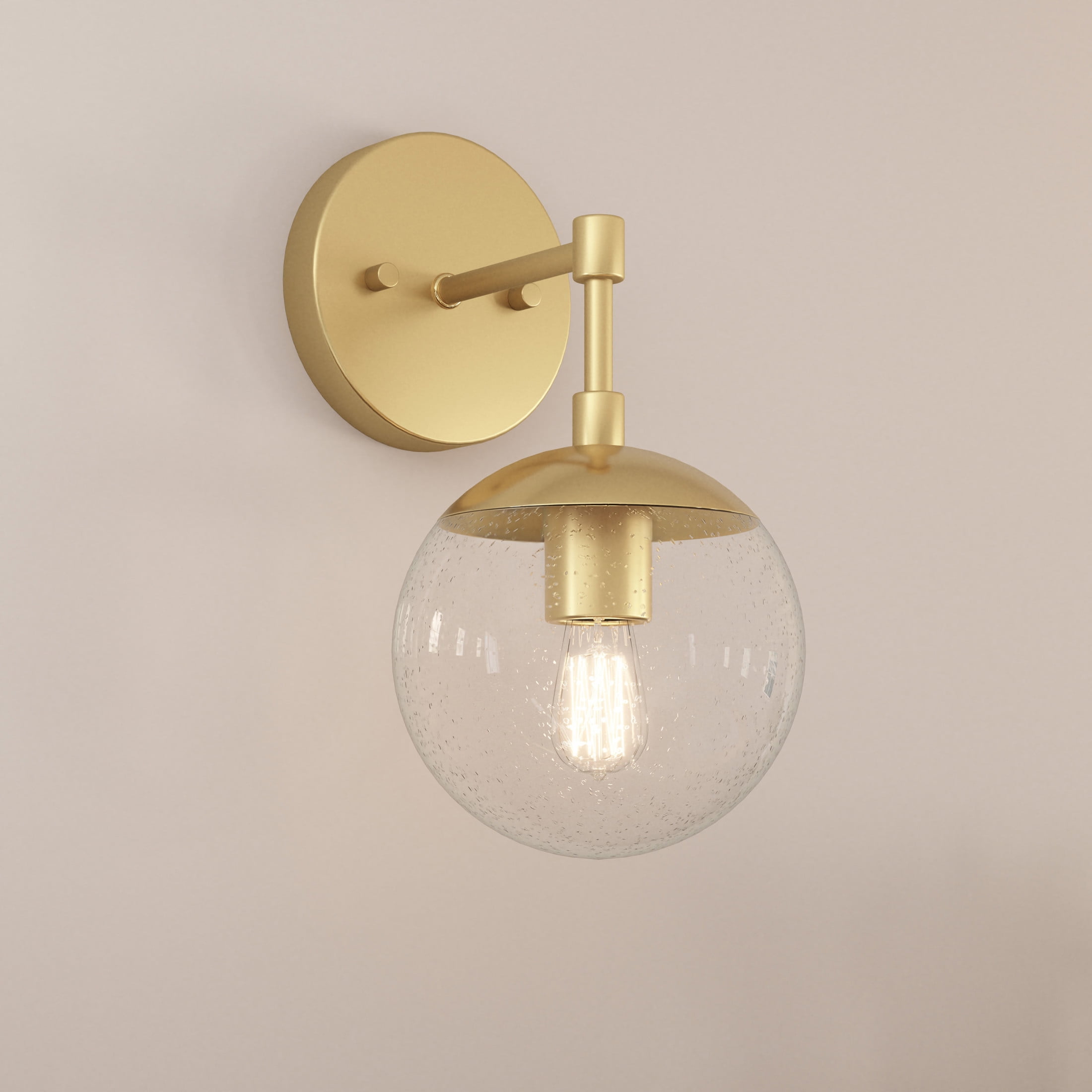 Design House WM158887-SG Gracelyn Modern Indoor Dimmable 1-Light Wall Light with Clear Seedy Glass Globe Shade for Kitchen Hallway Bedroom Bathroom, Satin Gold