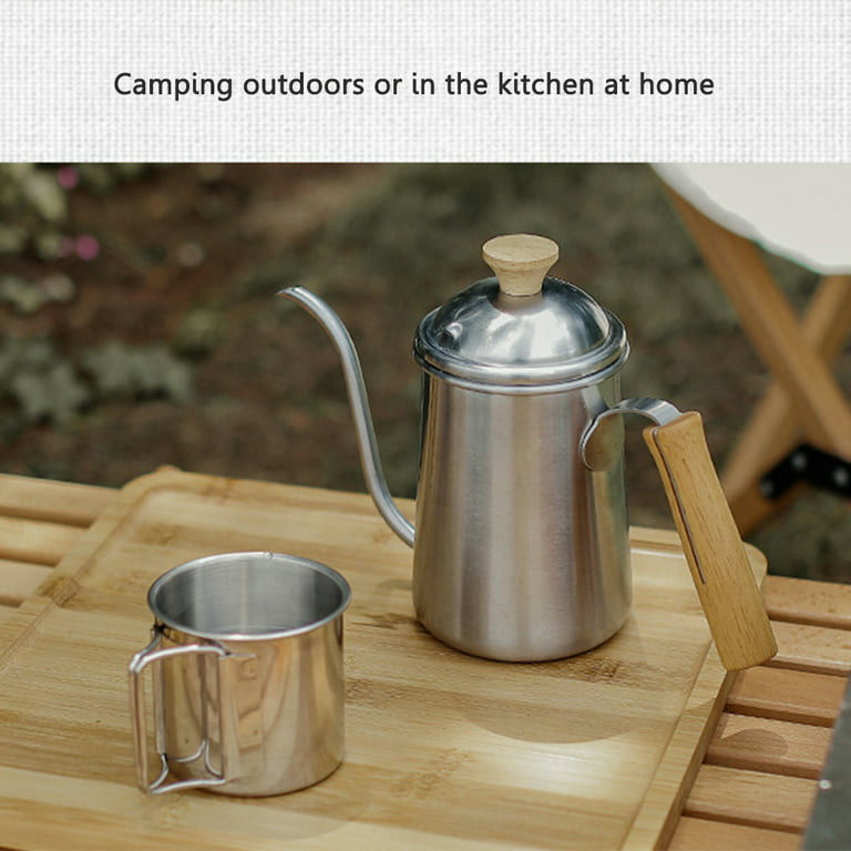  Kslong 600ml Gooseneck Tea Kettle Long Narrow Spout Coffee  Maker With Wooden Handle: Home & Kitchen