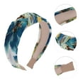 thumbnail image 3 of Unique Bargains 1 Pc Exquisite Printed Crumpled Knot Headband Navy Blue Yellow, 3 of 6