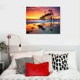 thumbnail image 4 of Nawypu  Broken Wooden Sunset-Sea Pier and Bridge Wall Art Canvas-20x16 inch, 4 of 4
