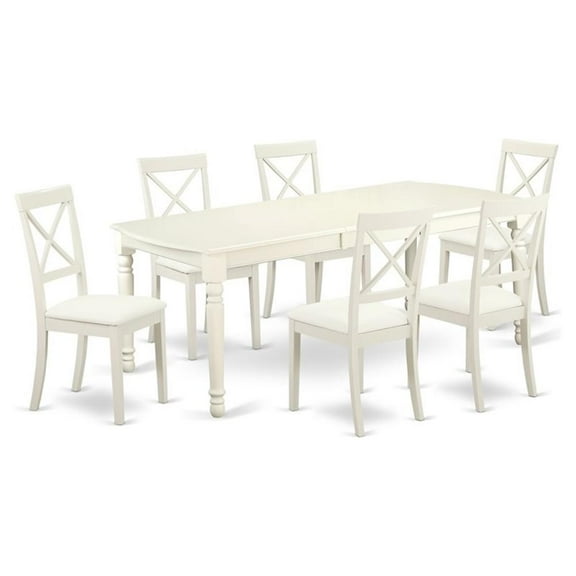 Atlin Designs 7-piece Wood Dining Set with Leather Chairs in White
