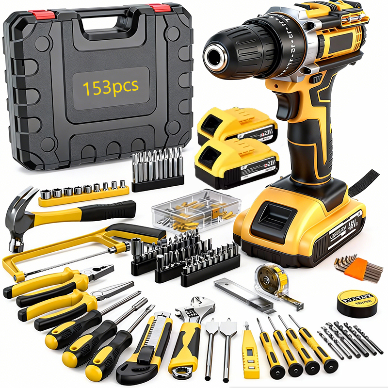 21V Cordless Drill Driver Kit, 25+1 Clutch, 2 Batteries & Charger, 3/8" Keyless Chuck, LED Light, Complete Drill Set with Carry Case, Ideal for Home Improvement, Household Repairs & DIY Projects