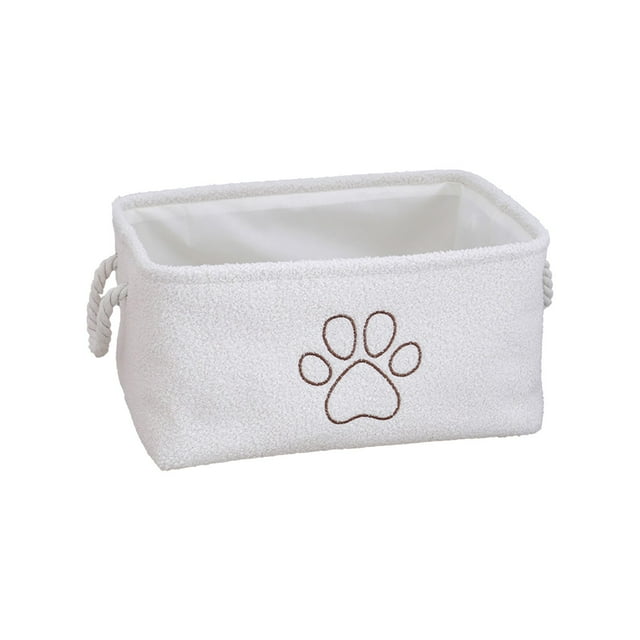 Beige Foldable Fabric Storage Basket Collapsible Cloth Bin With Handles For Home Organization Laundry Toys