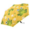thumbnail image 4 of Green Frogs and Flowers Compact Sun Umbrella Windproof Travel Umbrellas for Rain Strong Portable UV Protection, 4 of 8