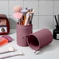 thumbnail image 7 of EBCUE 7.87" Portable Makeup Brush Holder with Strap Waterproof PU Leather Travel Makeup Brush Case Bag Cup Brush Storage Dustproof Bag for Women Makeup Brushes Pencils Toothbrush Hand Cream Purple, 7 of 7