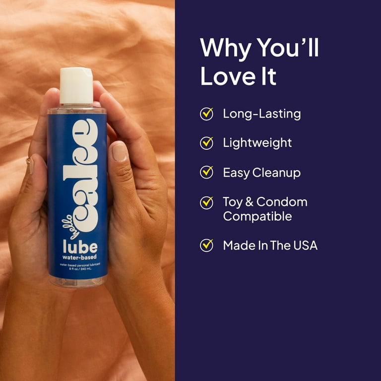 Hello Cake Premium Water-Based Lube, Unflavored Personal Lubricant for Men  and Women, 8 fl oz