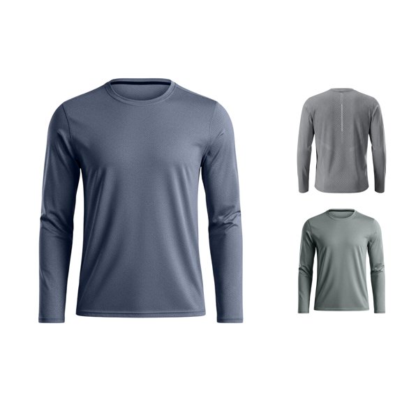 CUSTG Men Tshirts Long Sleeve Workout Shirt Wicking Athletic Tops For Gym Running Training And Outdoor Activities O-Neck Stylish Solid Color Summer T-Shirts