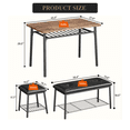 thumbnail image 3 of EDTara 2-Person Dining Table Set, Wood Table with Storage Rack, 2 Upholstered Chairs, Metal Legs, Ideal for Small Spaces, 3 of 8
