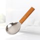 thumbnail image 4 of Cuchara de arroz de acero inoxidable para cocina, cuchara para sopa, cuchara para servir comida con mango de madera, utensilio de mesa para el hogar, restaurante y hogar (tamaño grande, marrón), 4 of 7
