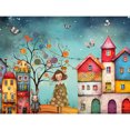 thumbnail image 1 of K1784 Lleno Diamantes Escena La Calle Colorida Arquitectura Serie Abstracta Resina 40*30CM, 1 of 9