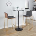 thumbnail image 3 of Mason Mara 30" Contemporary Fixed-Height Barstool in Gold Metal, Walnut Wood and Grey Faux Leather by LumiSource - Set of 2, 3 of 4