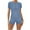 Blue, variant on cfhntfmh Women Short Sleeve Jumpsuit Zip up Bodysuits Fashion Yoga Workout Bodycon Athletic Gym Rompers