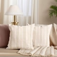 thumbnail image 2 of REGALWOVEN Stripe Pillow Covers Pack of 2 Soft Cozy Decorative Cushion Cases Apricot 18" x 18", 2 of 7