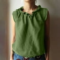 thumbnail image 2 of Yubnlvae Green Women's Sleeveless Solid Color Cotton Shirt T Shirt, S, 2 of 6
