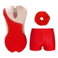 thumbnail image 3 of Jelory Ensemble de Danse 3 Pcs pour Filles Tumbling Biketards avec Shorts Bandeau Rouge 10, 3 of 4
