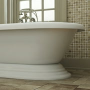 Pelham White Luxury 60 Inch Freestanding Tub With Vintage Tub Design In White Includes Pedestal Base And Brushed Nickel Drain From The Mendham