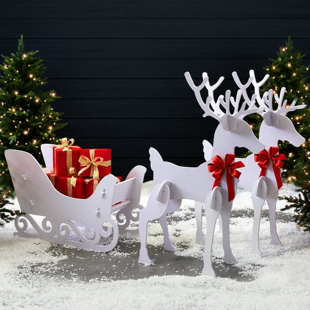 Best Choice Products 3Piece 4ft Deer & Sleigh Silhouette Set, Outdoor