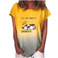 thumbnail image 1 of Camiseta de manga corta con estampado de cuello redondo para mujer, blusa suelta informal, Tops Fridja  gope4849, 1 of 5