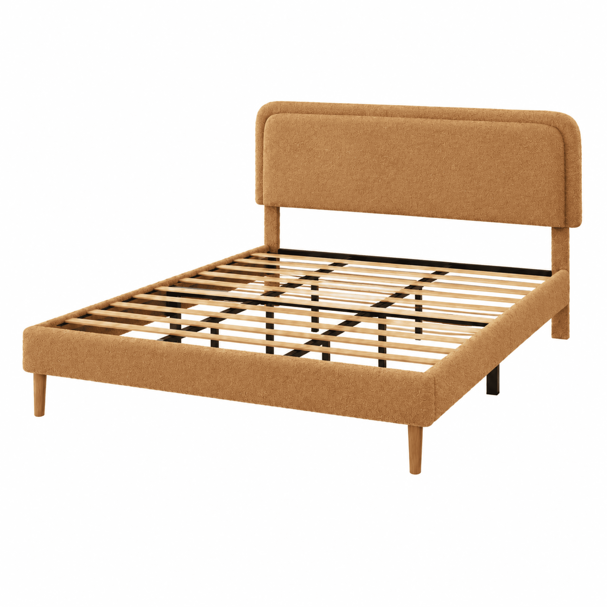 Leumius Queen Bed Frame,Upholstered Platform Bed Frame with Height-Adjustable Headboard,Sturdy Frame,Quiet Design,Easy to Assemble,Brown