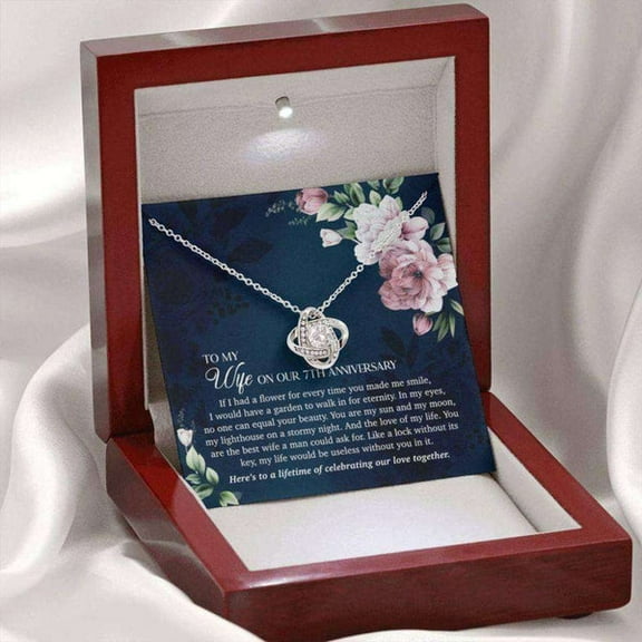 Wife Necklace, 7Th Anniversary Necklace Gift For Wife, 7 Years Wedding Anniversary Necklace – Meaningful Jewelry with Inspirational Message Card – Birthday, Christmas Gift Luxury Box