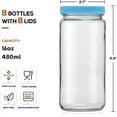 thumbnail image 2 of Boom 8 Pack Glass Juicing Bottle Drinking Jars with 2 Straws & 2 Lids w Hole- 16 OZ Travel Water Cups with Colored Airtight Lids, Reusable Tall Mason Jar for Juice, Boba, Smoothie, Tea, Kombucha, 2 of 7