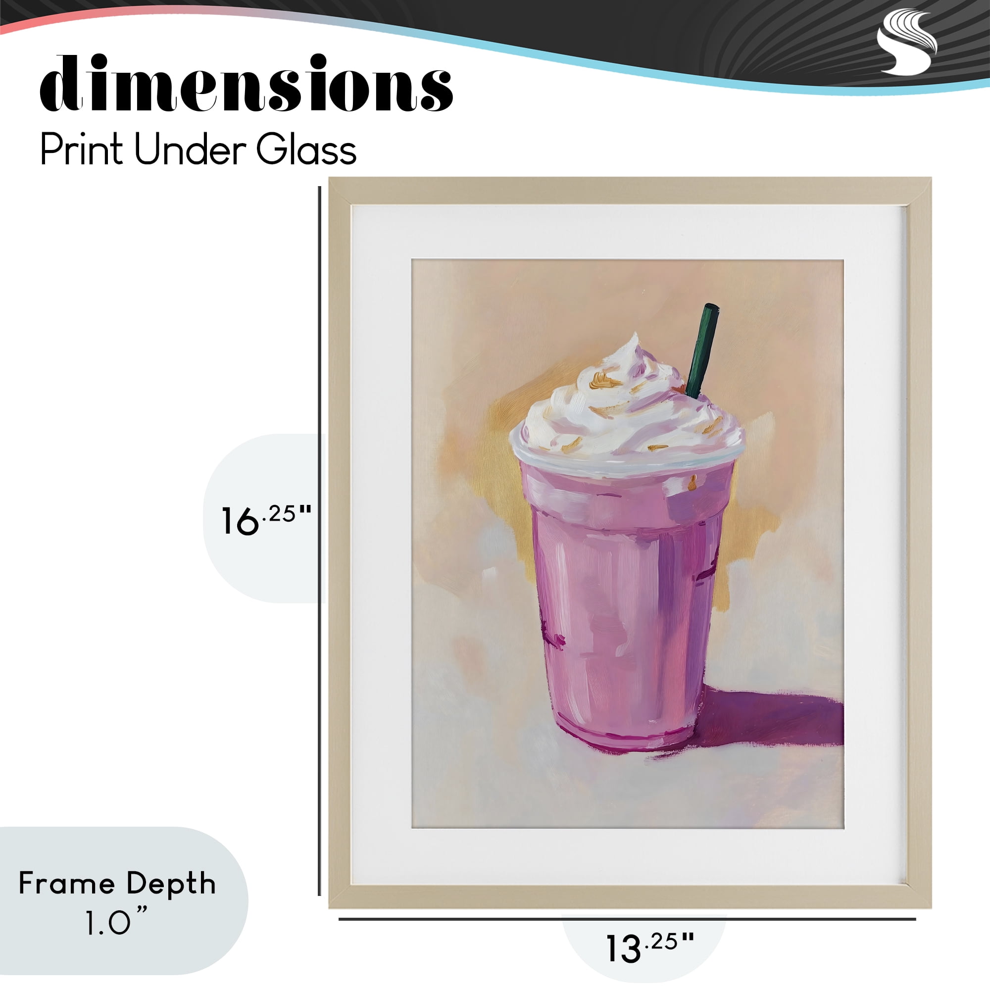 Stupell Industries Pink Strawberry Shake Birch Framed Print Under Glass, design by The Prints Vibe