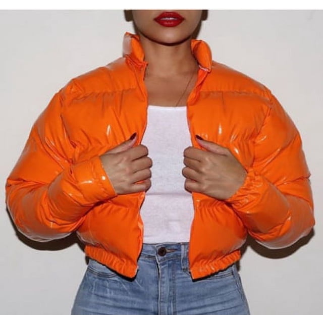 Autumn and Winter Leather Cotton Coat Solid Color Mirror Zipper Coat Large Size Multi Color