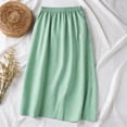 thumbnail image 4 of Women's Embroidery Cotton Linen Midi Skirts A Line Flowy Swing Elastic Waist Bohemian Skirt Casual Beach Party Skirt Green XL, 4 of 7